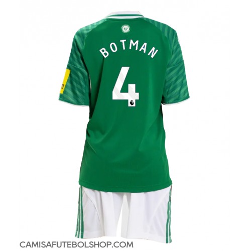 Camisa de time de futebol Newcastle United Sven Botman #4 Replicas 2º Equipamento Infantil 2025-26 Manga Curta (+ Calças curtas)